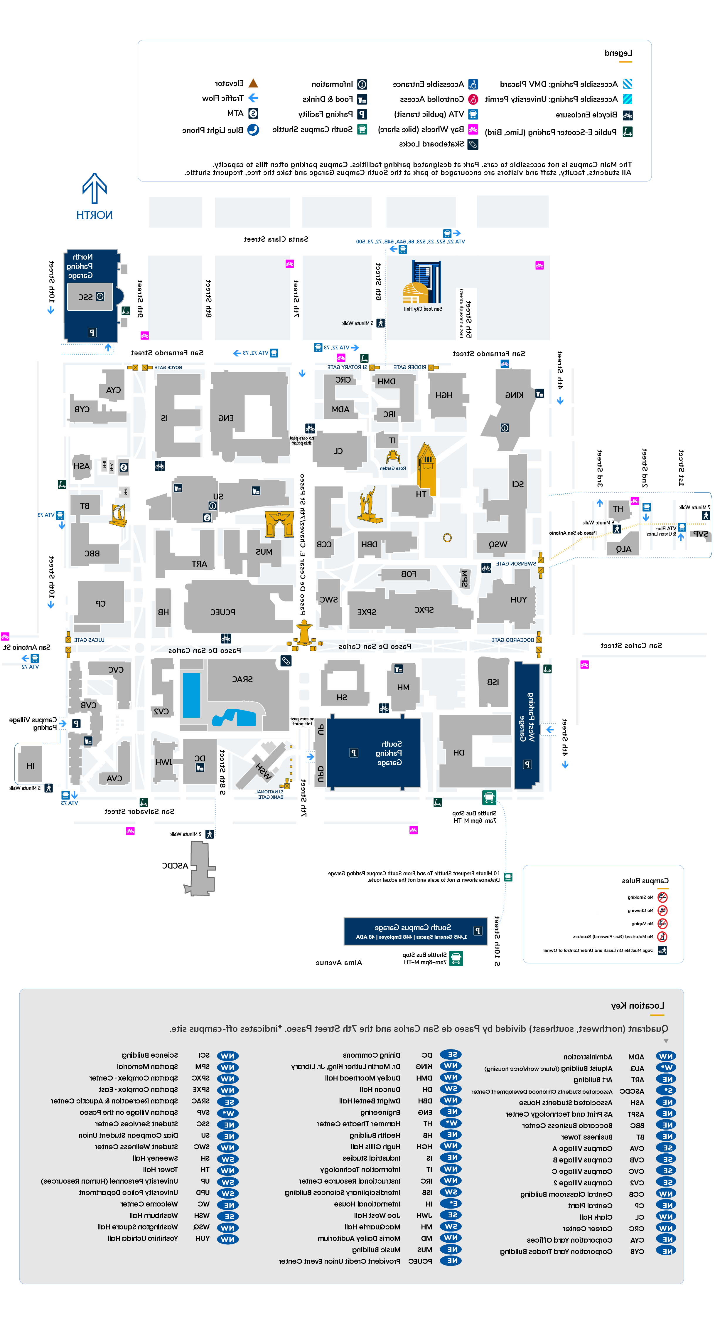 Map of the main San Jose State University campus